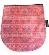 Rabat amovible rouge motif éléphants pour sac à rabat interchangeable