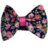 Barrette anti glisse bleu marine fleurs roses