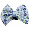 Barrette anti glisse fleurie bleu vert blanc