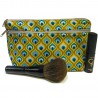 Trousse de maquillage jaune motifs oeil de paon