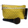 Trousse de maquillage jaune motifs paon