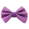 Barrette noeud mauve à petits pois blancs