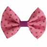 Barrette noeud rose à pois mauves