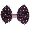 Barrette cheveux fille noeud prune à pois blancs
