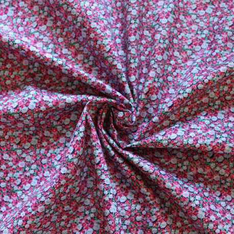 Tissu esprit liberty rose et vert