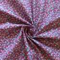 Tissu coton fleuri rose et vert