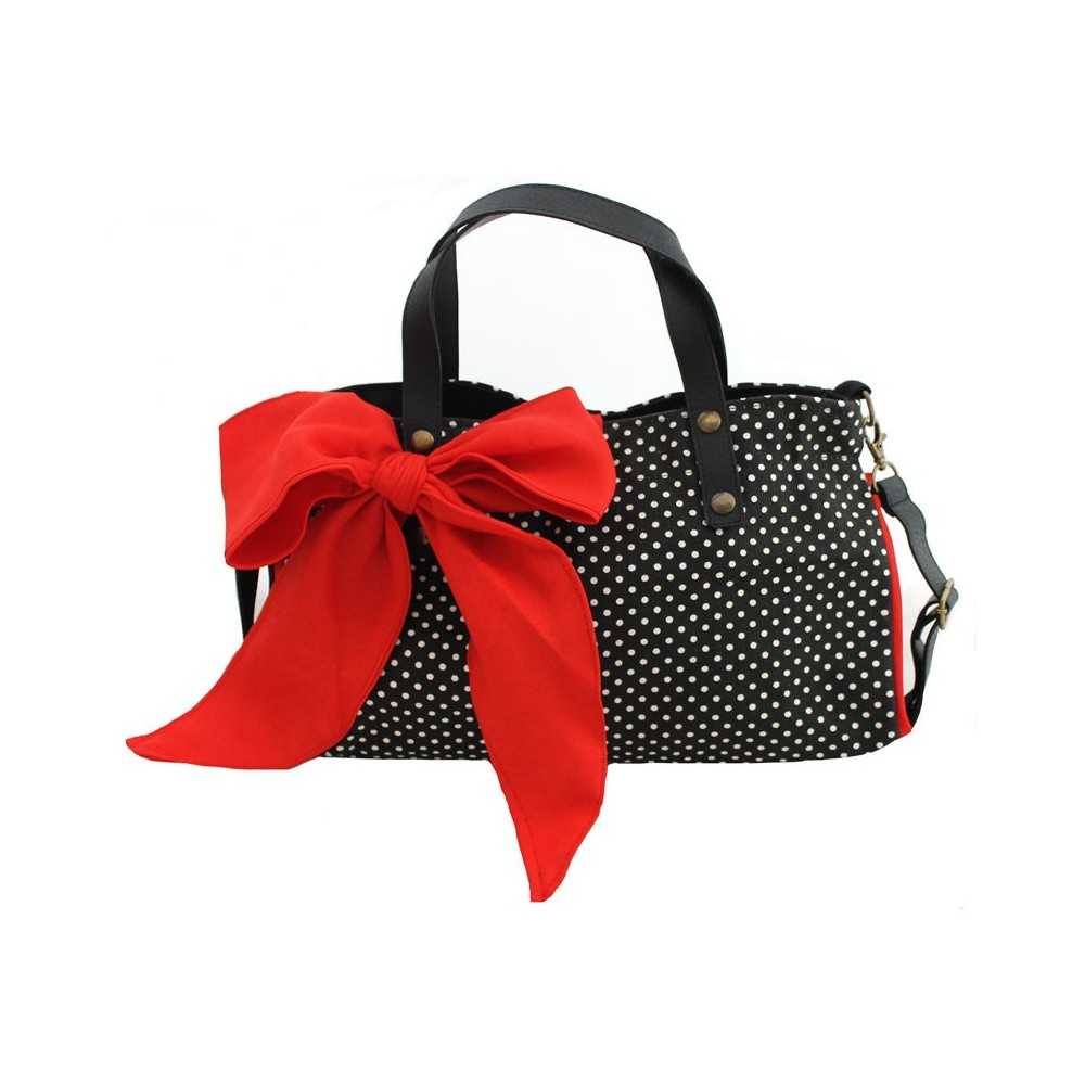 Sac Fourre-tout Souchy à Pois Avec Nœud - Nylon Léger - Pour Travail Et Voyage