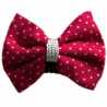 Barrette magique anti-glisse framboise à pois blancs