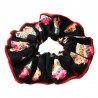 Chouchou noir et rouge motif fantaisie