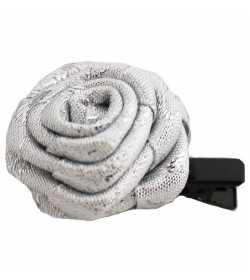Barrette rose couleur argentée