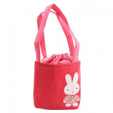 Sac fille framboise motif patchwork lapin