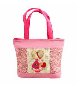 Grand sac patchwork liberty rose pâle motif fillette