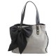 Sac à main en toile gris noeud noir