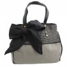 Sac à main gris clair à pois et noeud noir