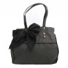 Sac à main gris foncé à pois et noeud noir