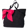 Grand sac à main noir à pois blancs