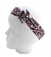 Bandeau cheveux léopard noir et rose