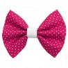 Barrette noeud framboise à pois blancs
