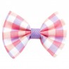 Barrette noeud à carreaux roses et mauves