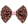 Barrette noeud marron à pois roses