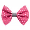 Barrette noeud rose à pois blancs