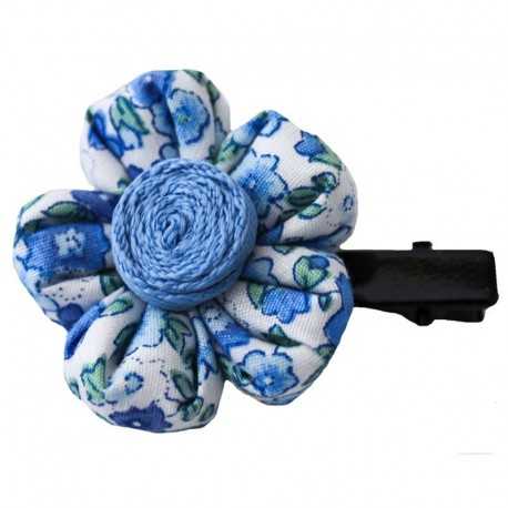 Barrette fleur liberty bleu
