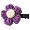 Barrette fleur mauve à pois blancs
