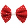 Barrette noeud rouge à pois blancs