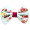 Barrette noeud fleuri bleu et rouge
