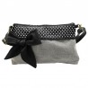Mini sac bandoulière gris clair à pois