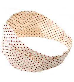 Bandeau élastique fille écru à pois rouges