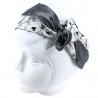 Bandeau articulé gris et blanc à fleurs