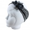 Bandeau articulé noir et blanc fleuri