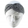 Bandeau twist fleuri noir et blanc