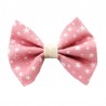 Barrette noeud rose étoiles blanches