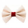Barrette noeud écru à pois rouges