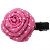 Barrette rose tissu rose à pois blancs