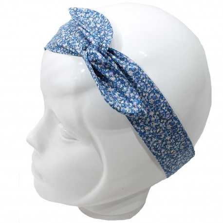 Bandeau fil de fer liberty bleu blanc mauve