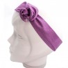 Bandeau magique mauve à pois blancs