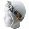 Bandeau magique blanc à fleurs grises et jaunes