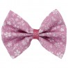 Barrette anti glisse rose à fleurs blanches